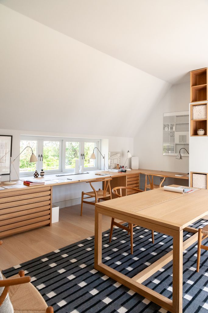 architects studio with contemporary oak plan chests and furniture